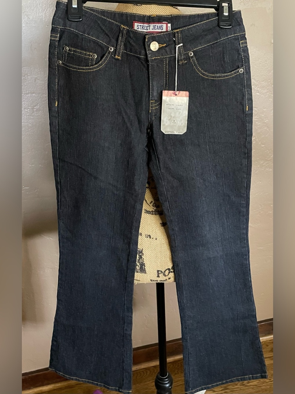 Street Jeans Straight Boot Cut Leg Jeans with Contrast Stitching NWT